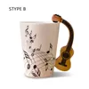 Muggar Drop Ceramic Mug Guitar Musical Instrument Note formar kaffemjölkte koppar Drinkwars för köksverktyg 231013