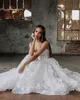 3D Floral Wedding Dress 2024 Ruffles Lace Skirt Ballgown Sweetheart Corset Bridal Gown for Brides Lace-Up Back Long Court Train