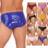 Herren Luxus Unterwäsche -Unterhose Patent Leder Slip Latex Slips Wet Look Club Dancing Performance Elastische Bundsbundschubladen Kecks Thong Ar7u