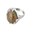 Bröllopsringar Fashion Charm 2023 Natural Gem Stone Finger Ring Jewelry Woman Silver Plated Claw Quartz