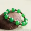 Drop Green Jades Stone Round Bead Bracelet Single Lap Buddha Beads Hand String Wood Bangles Woman Fashion Jewelry Beaded Strands2579