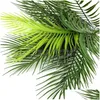 Flores decorativas 50cm 9 garfo tropical palmeira artificial grandes plantas folhas falsas folhas plásticas monstera folhagem para escritório dhwzu