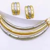 Wedding Jewelry Sets Unique Set For Women Luxury 18K Gold Plated Dubai Elegant Two Tone Necklace Earrings Party Accessories 231012