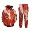 Novos homens mulheres carne carne engraçado impressão 3d moda treino hip hop calças hoodies t013260z