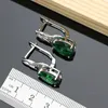 웨딩 쥬얼리 세트 925은 세트 녹색 에메랄드 스톤 귀걸이 반지 패션 액세서리 wdding 목걸이 드롭 231012
