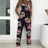 Kobiety Jumpsuits Rompers Fashion Gothic Skull Print Women Spaghetti Pasek Spodnia Sexy Pocket Design kombinezon Plus Size 4xl 231013