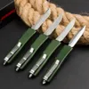 1st High End Liten Auto Tactical Knife D2 Satin Blade CNC Green Aviation Aluminium Handle Outdoor Mini EDC Pocket Knives With Nylon Bag