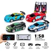 Auto elettrica RC 1 58 Rc Mini Racing 2 4G Ad alta velocità Può dimensioni Veicolo di controllo elettrico con app Micro giocattolo Regalo Collextion per ragazzi 231013