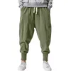 Men's Pants Cotton Linen Men Solid Girdle Waist Joggers Sweatpants Drop Crotch Casual Trousers Street Style Outdoor Clothing