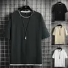 T-shirt da uomo Estate Manica corta Maglietta da uomo Seta del ghiaccio Traspirante Camicia casual Tinta unita Stile Harajuku Uomo Girocollo Top Tees 4XL