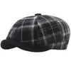 Berets HT3971 Berets Autumn Winter Hats For Men Women Vintage Plaid Octagonal Sboy Cap Retro Artist Painter Wool Beret Hat Beret Cap 231013