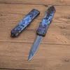 High Quality G1095 Auto Tactical Knife 440C Blue Coated Blade Zinc-aluminum Alloy Handle Outdoor Camping Hiking Survival Pocket Knives with Nylon Bag