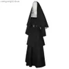 Tema kostym 2023 skräckfilm The Nun 2 cosplay come syster irene pastor svart pastor klänning mask halloween ghost dag fantasy fancy set t231013