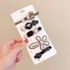 Korea Dongmen Feather Hairpin Set Simple and lovely bangs with small bear clip metal hairpin hair accessories