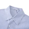 Loewees designer skjorta original kvalitet trendig högutgåva bröstläder etikett ficka pojkvän stil rand långärmad avslappnad skjorta för män och kvinnor