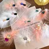 Sweet Fashion Colorful Rhinestone Feather Hairpin Side Clip Headwear For Women Sweet Duckbill Clip Headdress Hair Jewelry