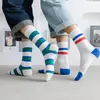 Chaussettes pour hommes mi-cuisse hommes et femmes rayé simple coton femme longue quatre saisons rue hip-hop drôle