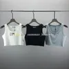 Vrouwen mode geborduurde tanks Top yoga crop tops metalen badge gebreide jurk sexy mouwloze breisels vest