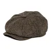 Botvela masculino 8 peça mistura de lã boné plano gatsby chapéu retrô bonés de condução padeiro menino chapéus feminino boina cáqui café marrom 005 20328s
