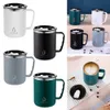 Mugs Stainless Steel Coffee Cup Mug With Lid Insulated Double Wall Tumbler Handle Heatresistant Drinkware 231013