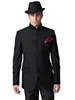 Мужские костюмы, 2 шт., куртка, брюки, приталенный воротник-стойка, мужской костюм жениха, смокинги, черный свадебный мужской костюм Homme (куртка, брюки)