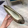 high quality Ballet Flats Classic Designer shoes Women wedding dress 100 Leather Tweed Cloth Two Color Splice Bow Round Ballet