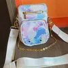 Akwarela Torba telefonu komórkowego Łańcuch Messenger torebka Wysokiej jakości monety Cowhide Moneta Portfel Old Flower Crossbody Pocket