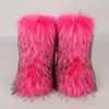 Botas Nova pele de inverno integrada raccoon dog hair mulheres botas de neve sapatos ao ar livre meio 230830