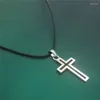 Colliers pendants Collier de croix en cuir pour hommes femmes bijoux minimalistes mâles mâles chokers couleurs