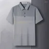 Polos masculinos verão manga curta listrado polo camisas streetwear moda negócios camiseta koreon roupas masculinas bolsos solto casual topo