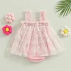 Pagliaccetti Pudcoco Neonato nato Baby Girl Pagliaccetto estivo Carino senza maniche scollo quadrato Stampa floreale Body Abito in tulle 0-12M