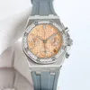 NOWOŚĆ ZPF Factory Inkrustowany Diamentowy Zegarek Damond Watch 37 mm zegarek sześciokątna stalowa obudowa Importowana 7750 Ruch mechaniczny Sapphire Fluorowa gumka na rękę