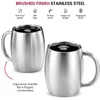Mugs 420ml Travel Stainless Steel Beer Mug Double Wall Portable Coffee Cup with Handle Lid Home Thermal Tea Water Cups Drinkware 231013