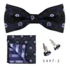 Cravates d'arc Paisley Silk Mens Pre-Bow Tie Hanky Boutons de manchette Set Floral Butterfly Check Plaid Noeud Bowtie Mariage Business pour hommes Chemise Costume 231012