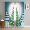 Tenda albero di Natale celebra anno inverno luna voile tende trasparenti soggiorno tulle finestra tenda camera da letto tende decorazioni per la casa 231012