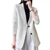 スタイルの気質のための女性用ジャケットベージュホワイトスーツコートカジュアルスモールトップ
