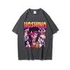 Herr t-skjortor anime oshi no ko tvättade tees hoshino ai kurokawa akane överdimensionerade t-shirt vintage streetwear manga tshirt män toppar