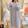 Women's Sleepwear Size 2XL Winter Thicken Nightgown Warm Flannel Long Sleeve Large O Neck Night Dressing Gown Women