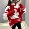 Frauen Pullover Korejepo Rot Pullover 2023 Herbst Winter Verdickt Chic Solide Jacquard Lose Top Casual Tops Mode