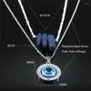 Hänge halsband rostfritt stål kristall kalkon ögon skiktad silverfärg blå natursten smycken skit inoxiderbar n302s04
