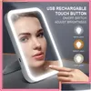 Compact Mirrors Compact Mirrors Led Makeup Mirror Touch Sn 3 Light Portable Standing Folding Vanity Mirroir 5X Magnifying Compect Cosm Dhmj9