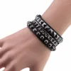 Urok Bracelets 2021 Modne Multilayers Rock Spikes Rivet Snors Gothic Punk Wide Cuff Skórzana bransoletka dla kobiet mężczyzn Jewe229t