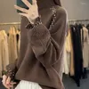 Swetry damskie wełniane wełniane odzież w stylu księżniczki pullover top swobodny luźno na dużych rozmiarach stylowy luksus