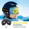 Лыжные очки для сноуборда, женские и мужские лыжные очки OTG UV400, защита от запотевания, снежные очки для взрослых, двойное сферическое зеркало, магнитное 231012