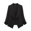 Women's Suits Women Plus Size Work Commute Wears Simple Casual Office Blazer Formal Clothing Lapel Buttonless Solid Colors Half Sleeve