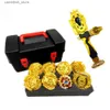 Spinning Top Beyblades Burst Metal Fusion Golden GT Set 12Pcs Gyroscope with Handlebar in Tool Box Toys for Children Q231013