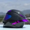 Cycling Helmets DOT Approved Purple Carbon Fiber Helmet Winter Season Women and Men Full Face Motorcycle Casco Capacete 231013