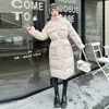 Nova cor sólida longo em linha reta casaco de inverno casual mulheres parkas roupas com capuz elegante jaqueta de inverno feminino outerwear 1mljk