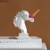Decorative Objects Figurines Red Ice Cream Horsehead Statue Resin Crafts Animal Ornaments Desk Decoration Ice Cream Horse Head Sculpture Modern Home Decor 231012