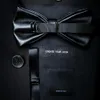 Bow Ties Jemygins Original Design Mens Bow Tie Dark Blue Natural Feather Bow Tie Handmade Cravat Present Box Set Wedding Party Gift 231013